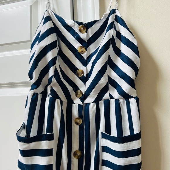 Navy and White Striped Dress - Picture 2 of 5